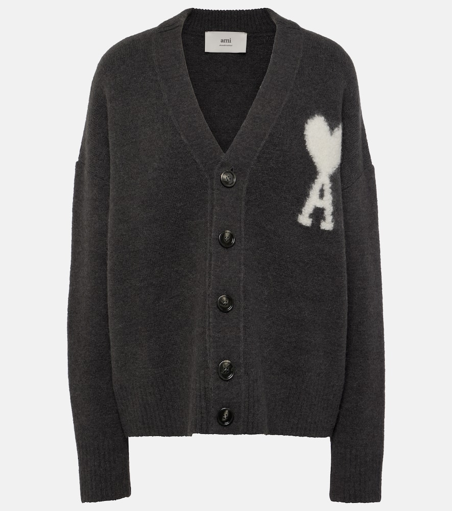 Shop Ami Alexandre Mattiussi Ami De Caur Alpaca-blend Cardigan In Grey
