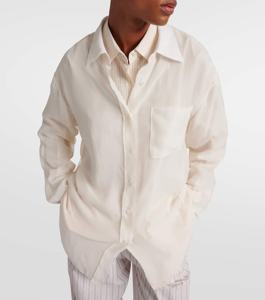 The Row Nesson Oversized Striped Cupro Shirt