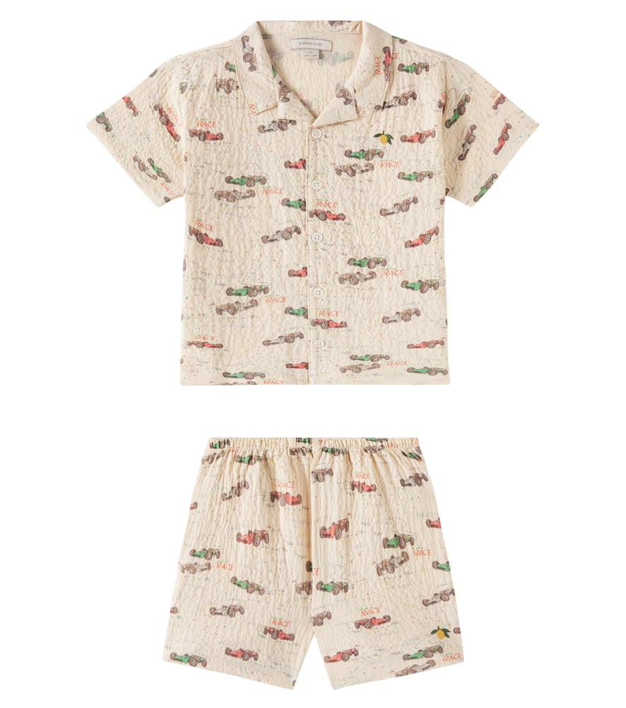 Konges Slojd Elliot Cotton Seersucker Shirt And Shorts Set In Multicoloured