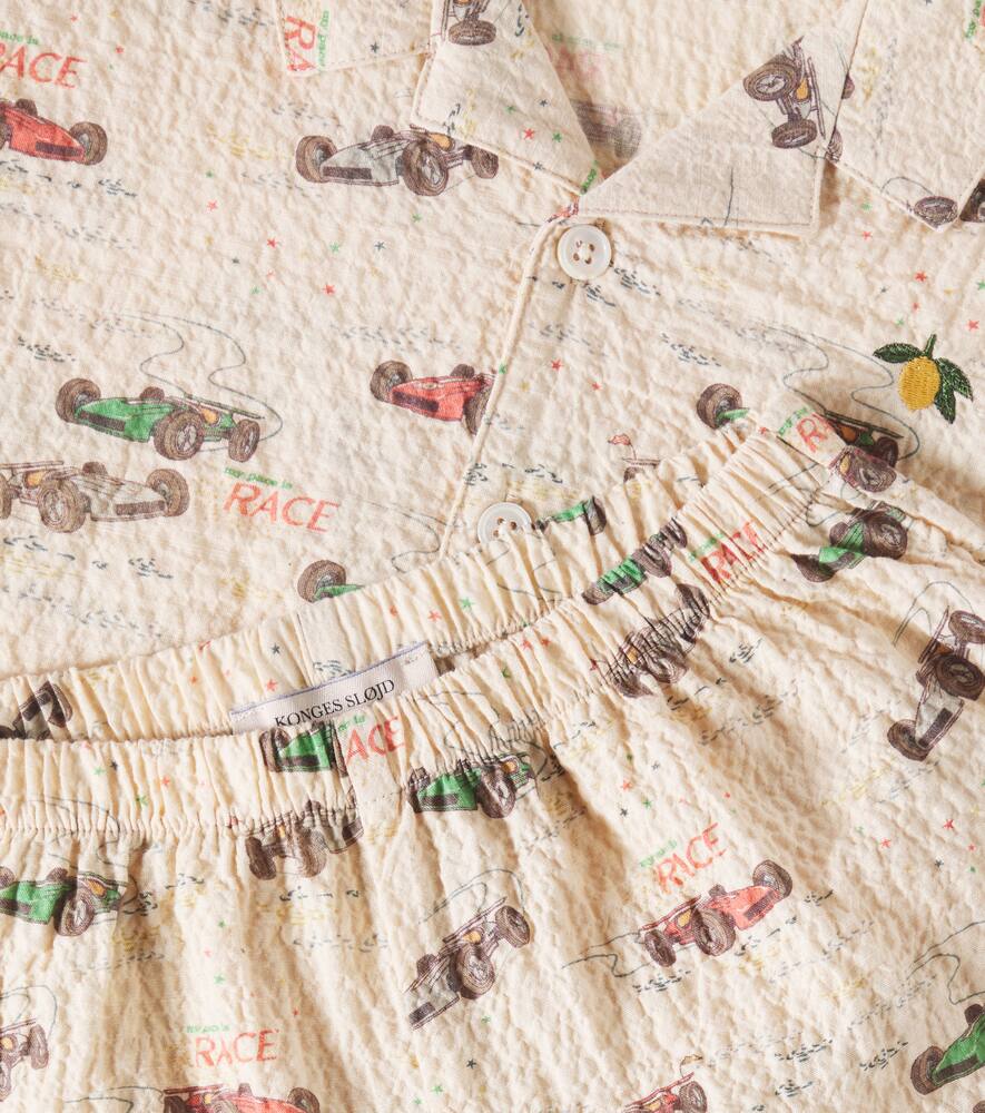 Konges Slojd Elliot Cotton Seersucker Shirt And Shorts Set In Multicoloured
