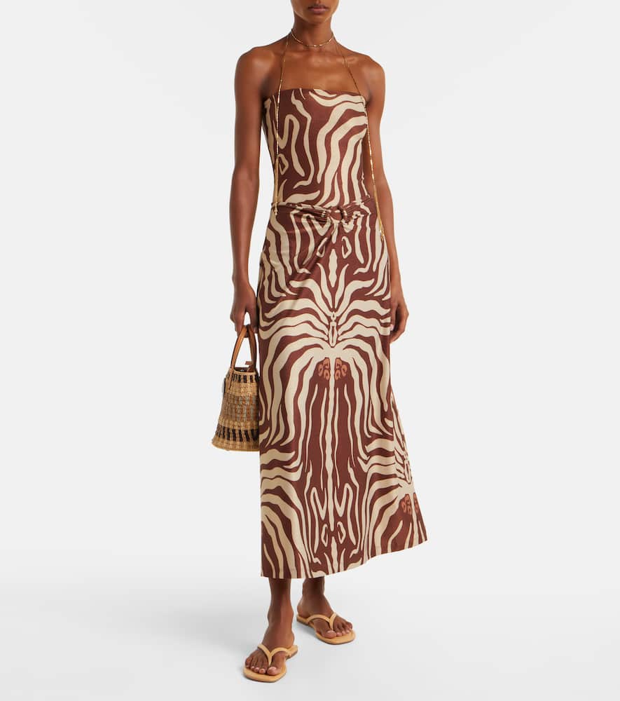 Johanna Ortiz Keel Gathered Maxi Skirt In Brown
