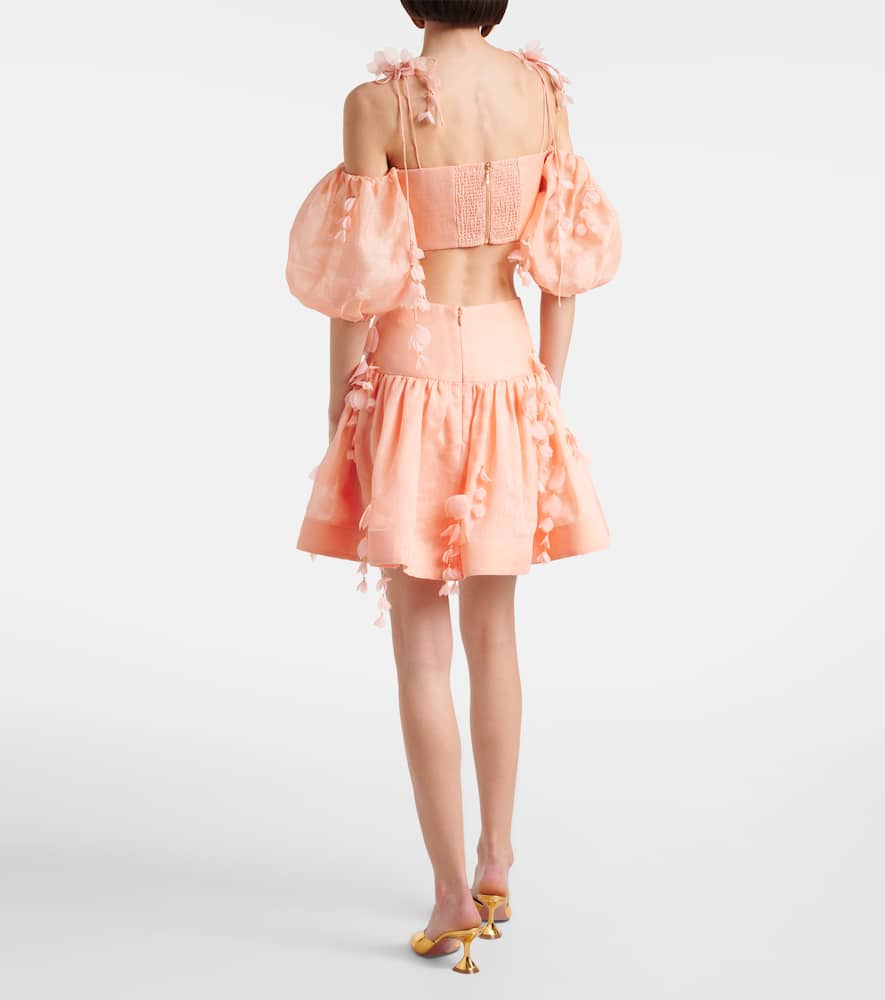 Zimmermann Dawning Linen And Silk Miniskirt