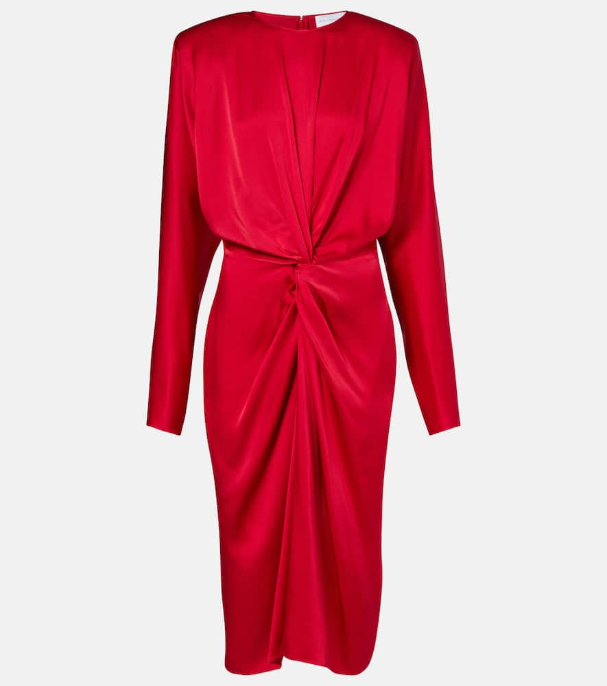 Stella Mccartney Satin Midi Dress Draped Front In Red