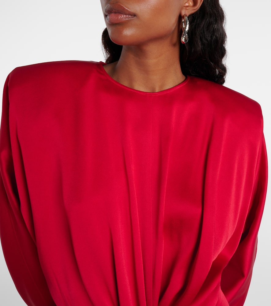 Stella Mccartney Satin Midi Dress Draped Front In Red