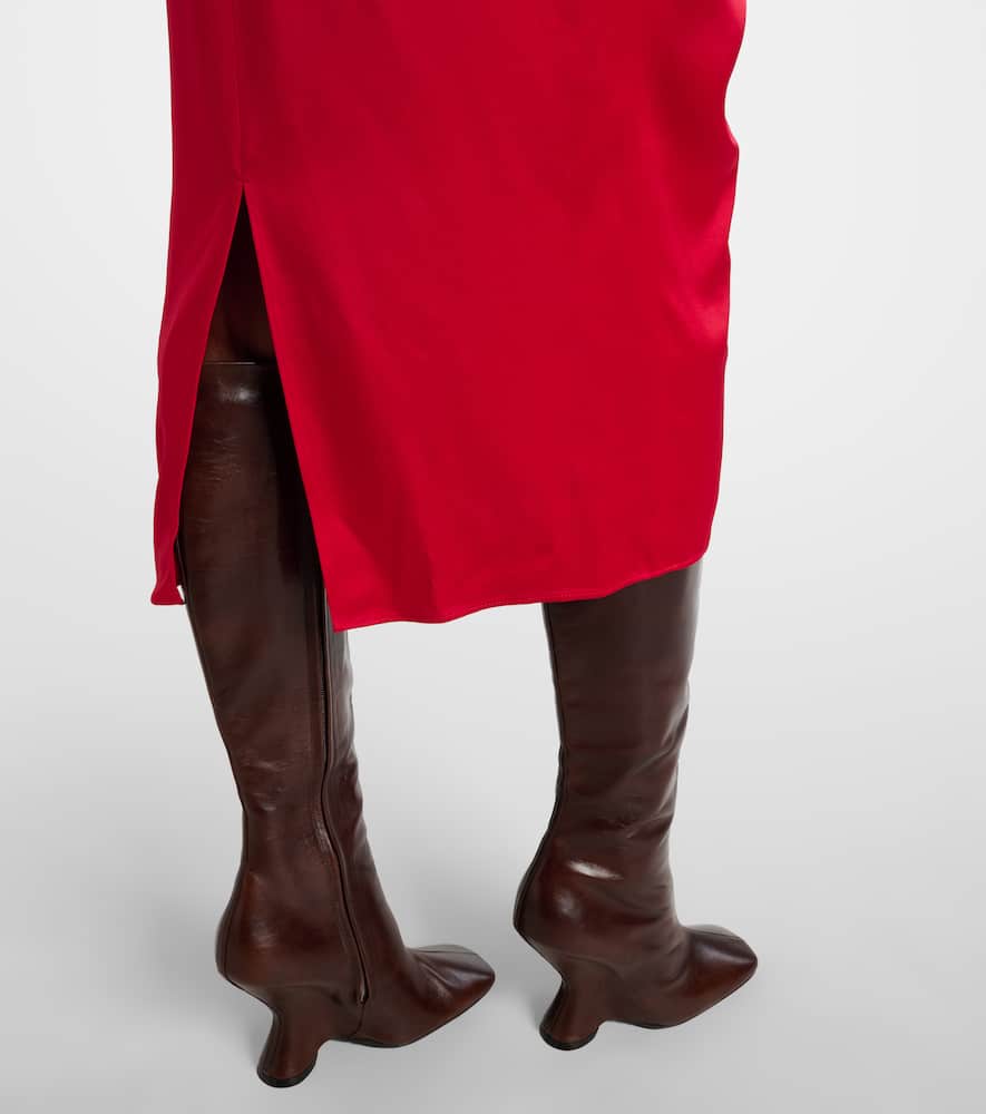 Stella Mccartney Satin Midi Dress Draped Front In Red