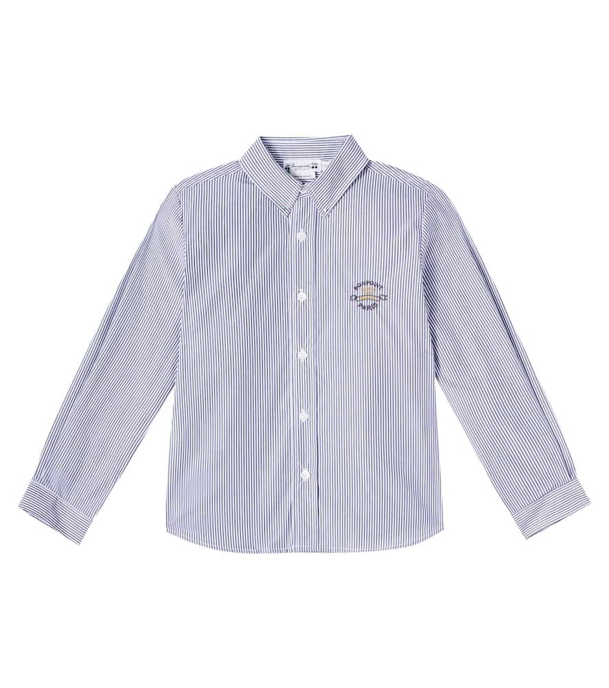 Bonpoint Striped Cotton Shirt In Neutral