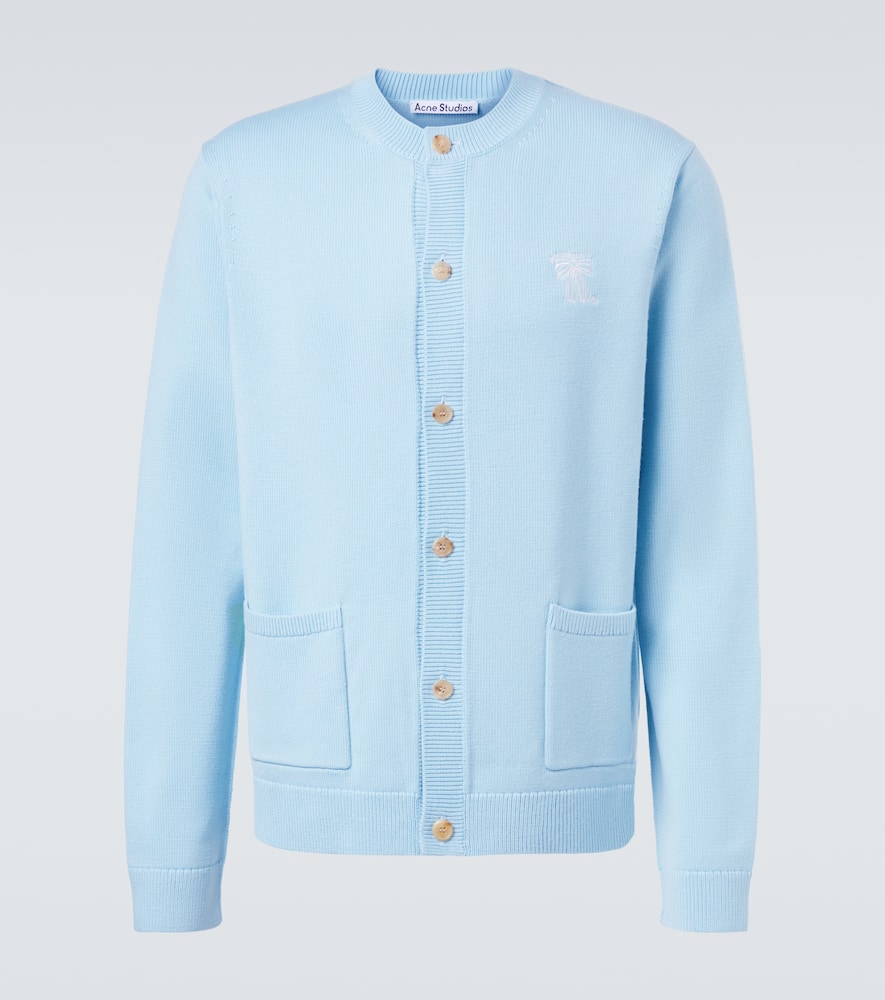 Embroidered wool cardigan