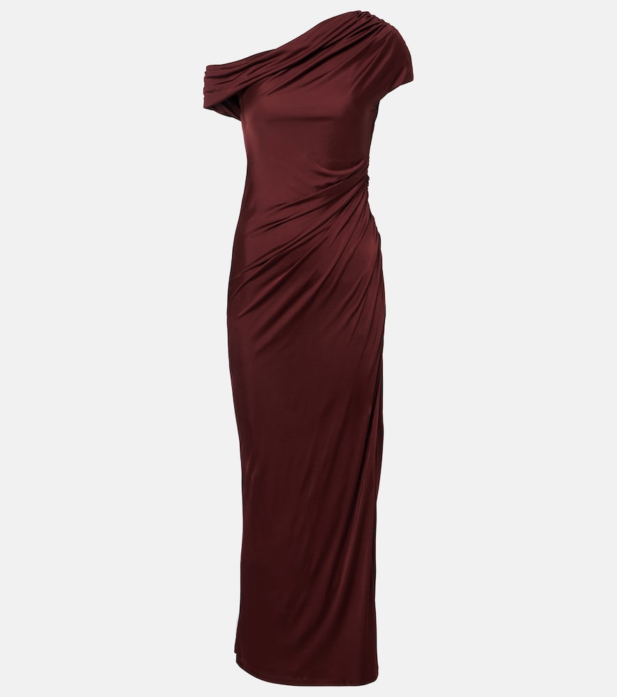 Galvan Asymmetric draped jersey maxi dress