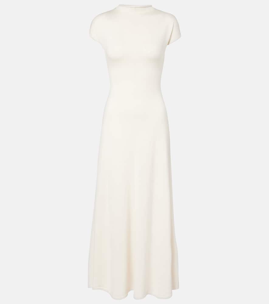 Tove Lenore Knitted Wool And Silk Midi Dress In White