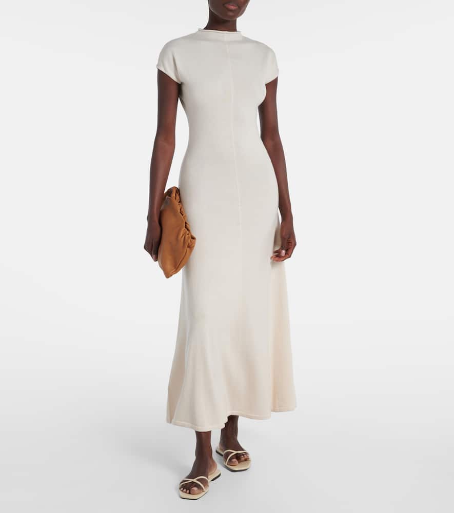 Tove Lenore Knitted Wool And Silk Midi Dress In White