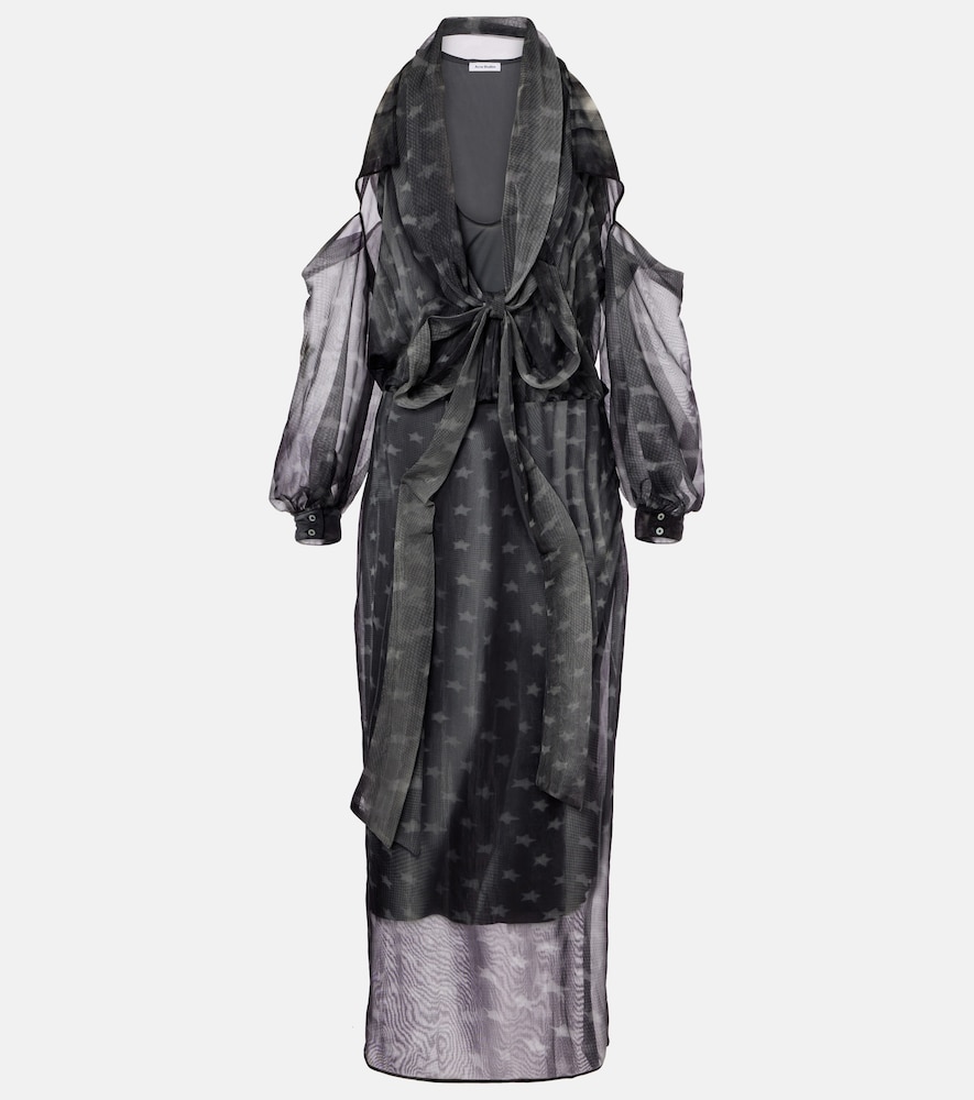 Acne Studios Draped printed sheer jersey midi dress