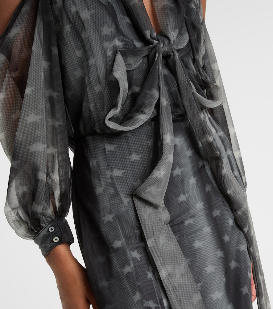  Acne Studios Acne Studios Draped Printed Sheer Jersey Midi Dress 