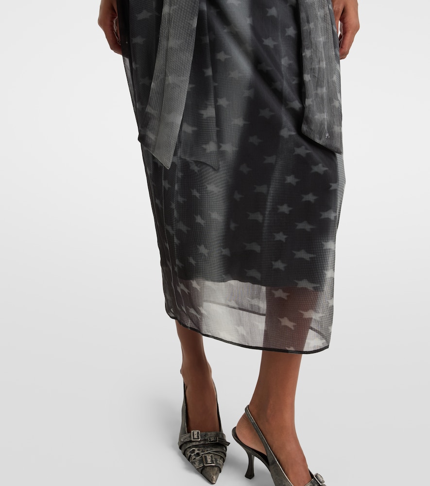  Acne Studios Acne Studios Draped Printed Sheer Jersey Midi Dress 