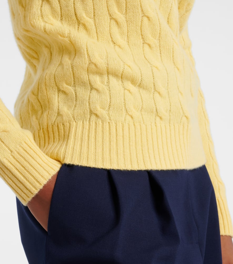 Polo Ralph Lauren Pony Cable-knit Wool And Cashmere Sweater In Yellow