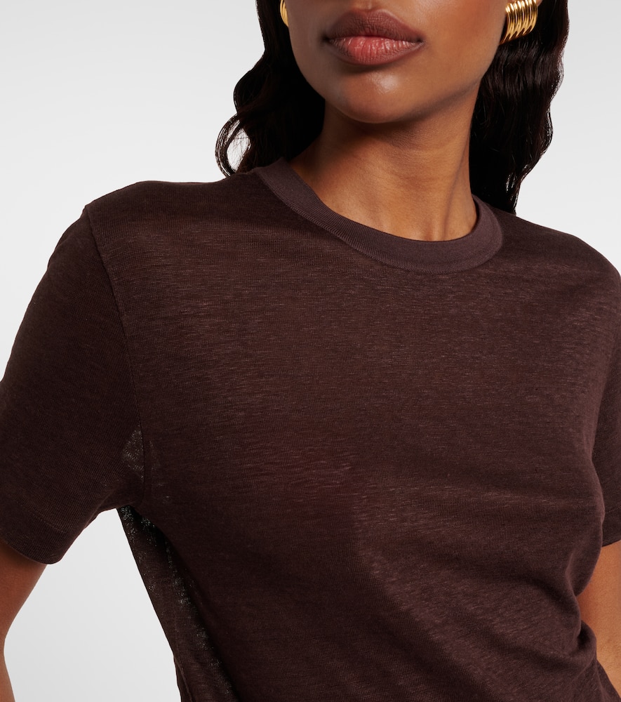 Loro Piana Gargano Linen Jersey T-shirt In Brown