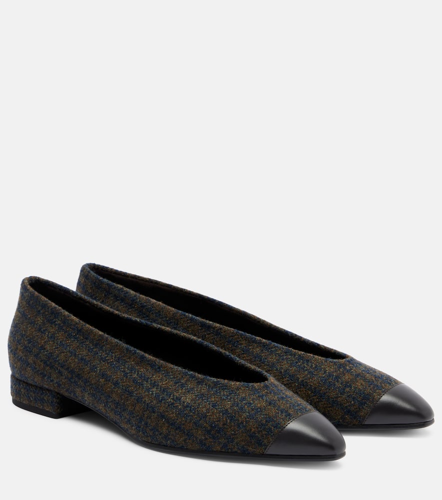 Loro Piana Rebecca Leather-trimmed Tweed Ballet Flats In Multi
