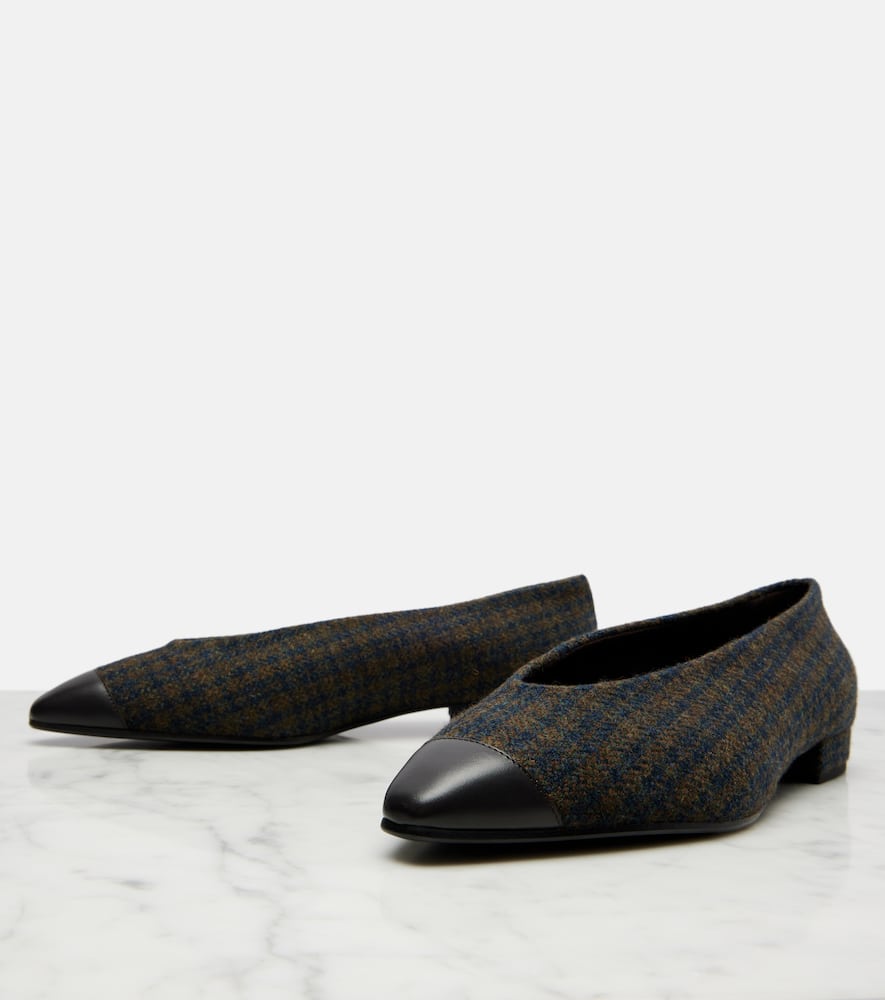 Loro Piana Rebecca Leather-trimmed Tweed Ballet Flats In Multi