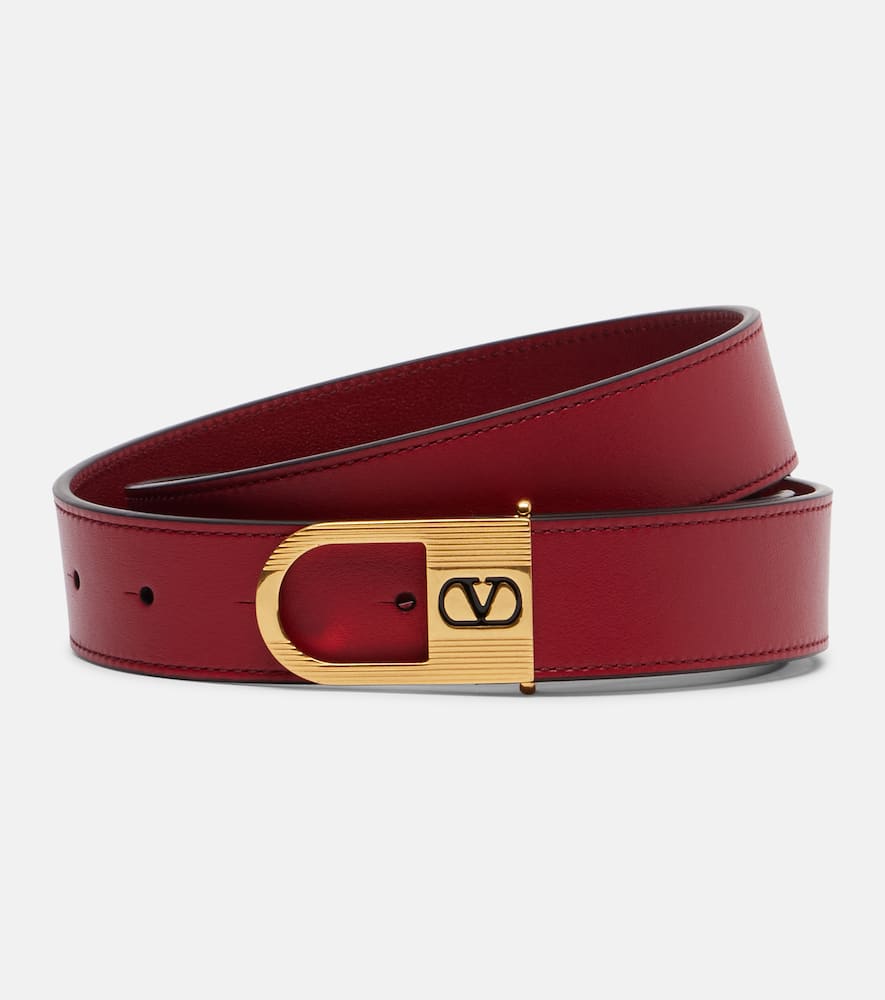 Valentino Garavani Vlogo Leather Belt In Red