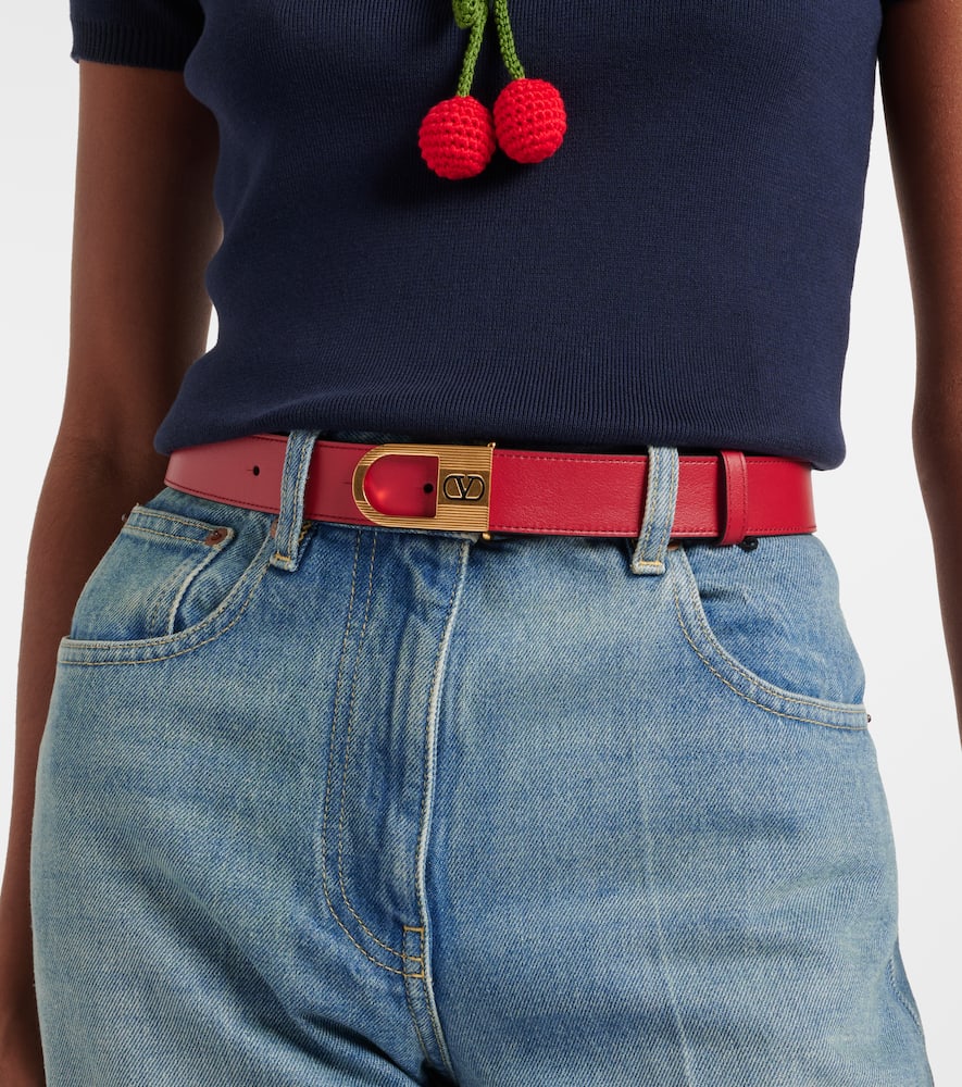 Valentino Vlogo Leather Belt In Brown