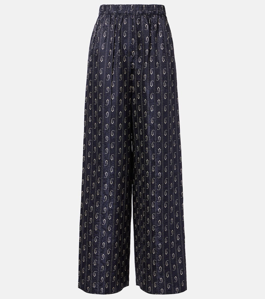 Tory Burch Paisley Jacquard Wide-leg Pants In Blue