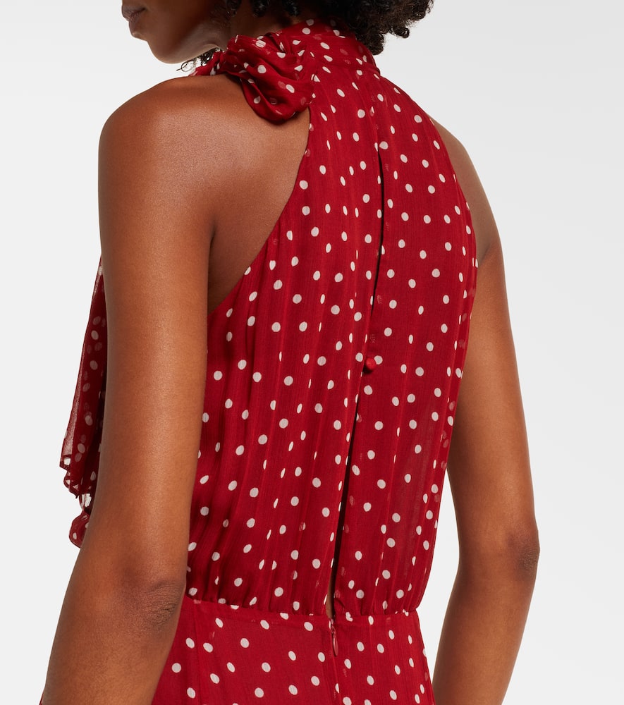 Rixo London Abi Polka-dot Chiffon Midi Dress In Red
