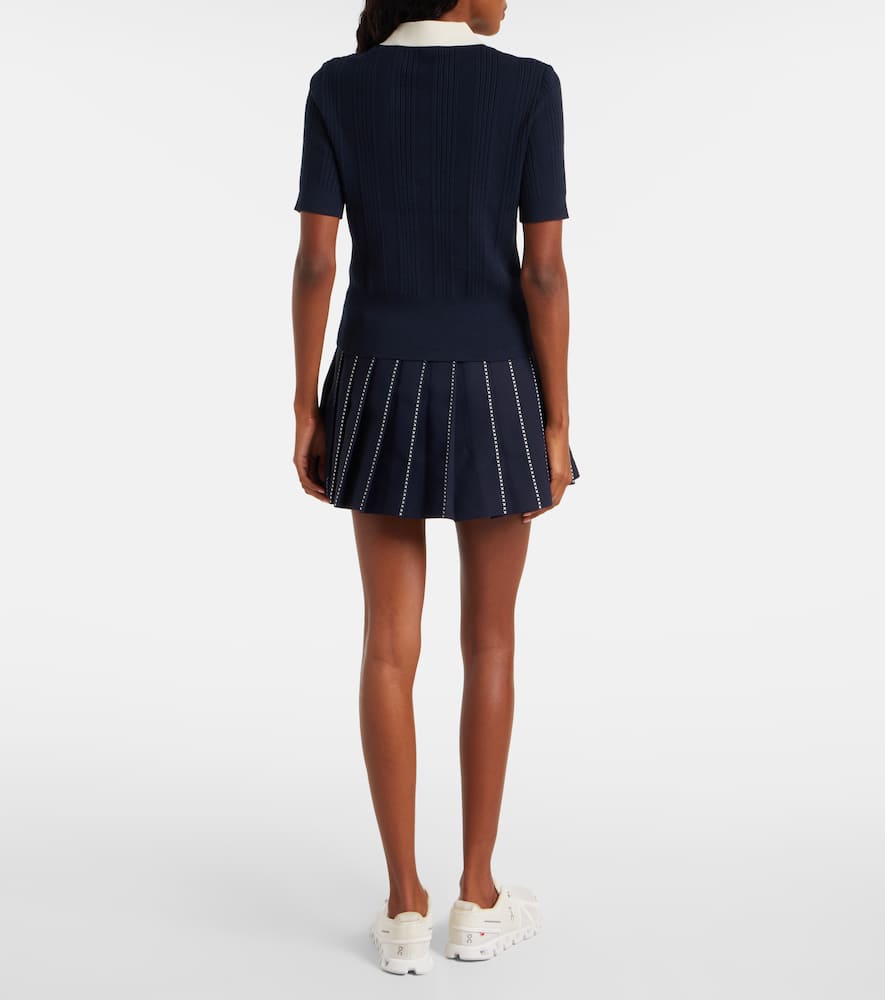 Tory Sport Cotton Pointelle Polo Shirt In Blue