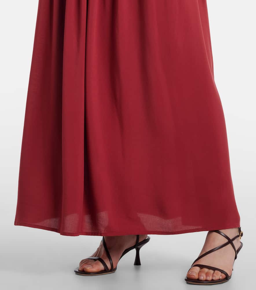 Faithfull Hedy Gathered Linen Maxi Dress In Red