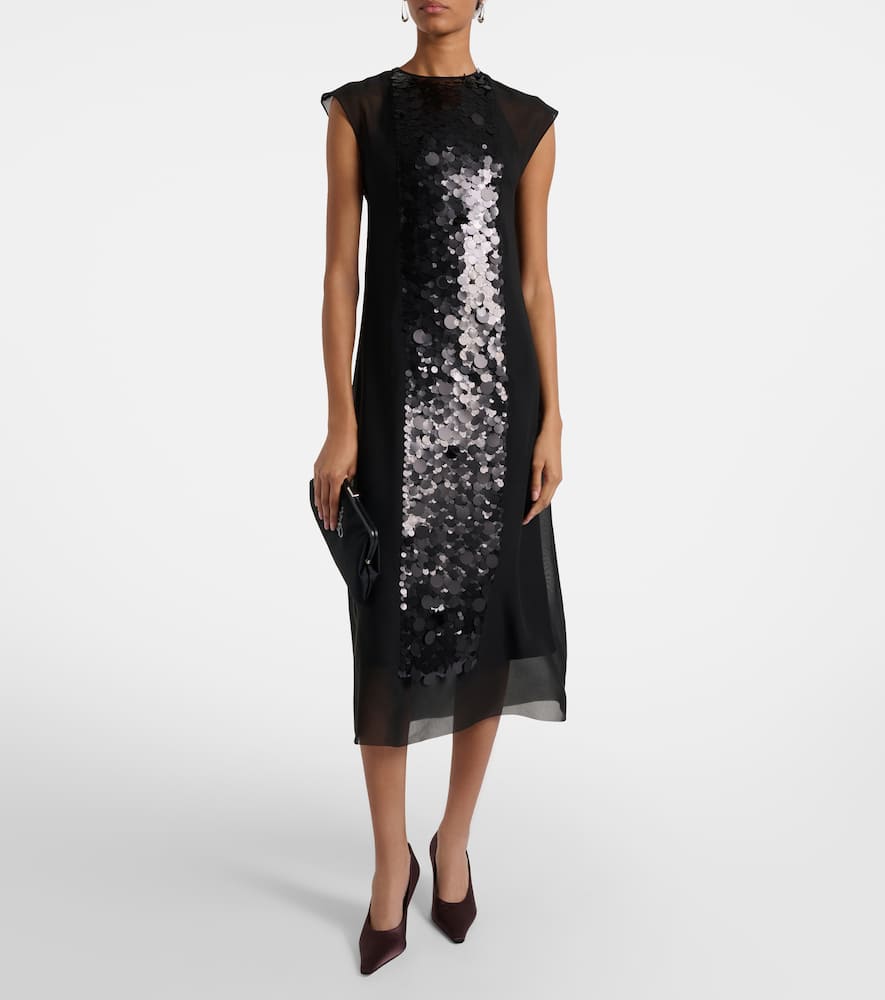 Joseph Boulle Sequined Chiffon Midi Dress In Black