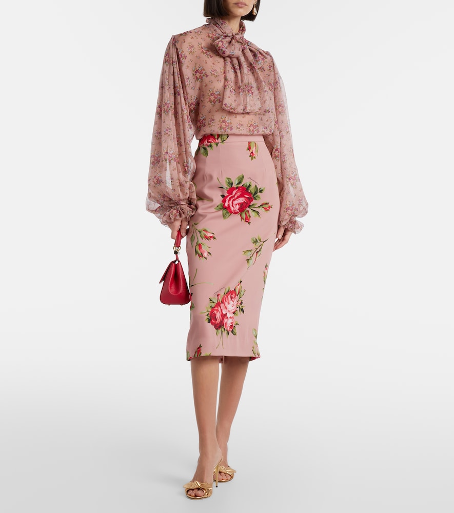  Dolce&gabbana Dolce&gabbana Bedruckter Midirock Aus Einem Seidengemisch 