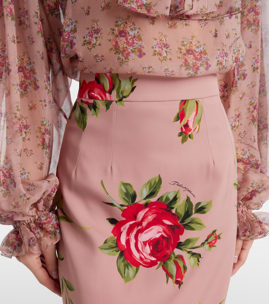  Dolce&gabbana Dolce&gabbana Bedruckter Midirock Aus Einem Seidengemisch 