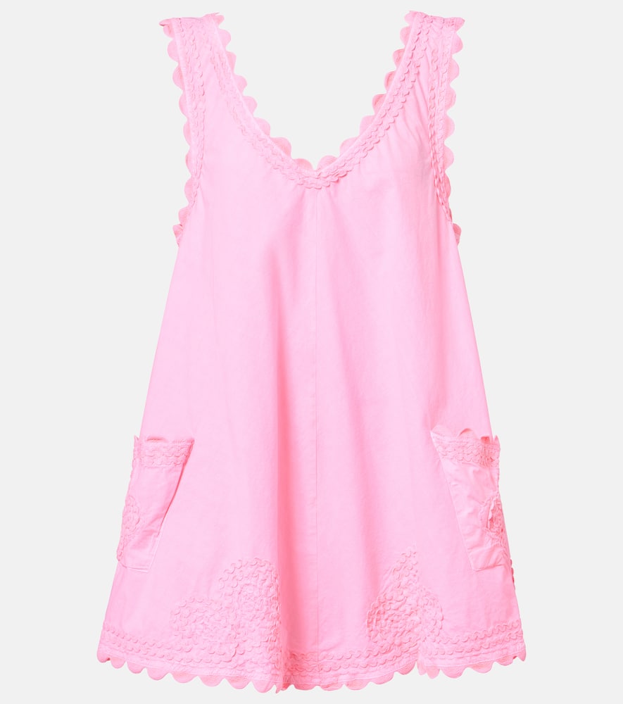 Juliet Dunn Embroidered Cotton Poplin Minidress In Pink