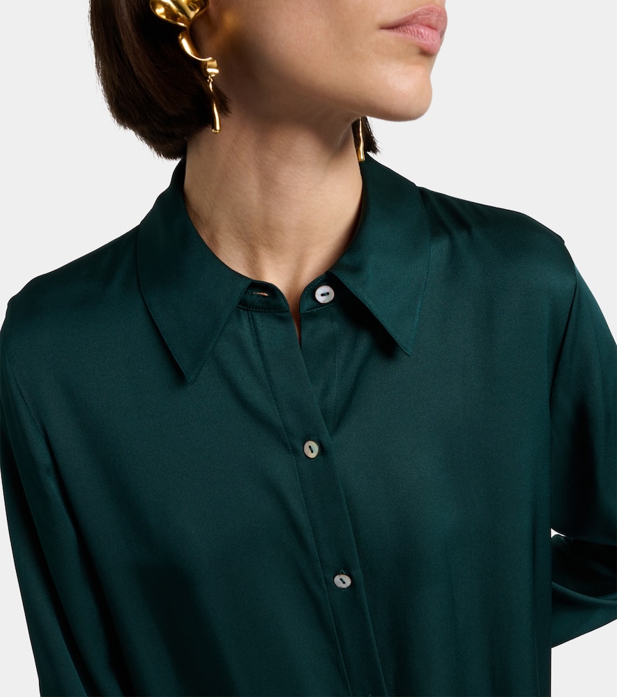Vince Silk-blend Satin Shirt In Green