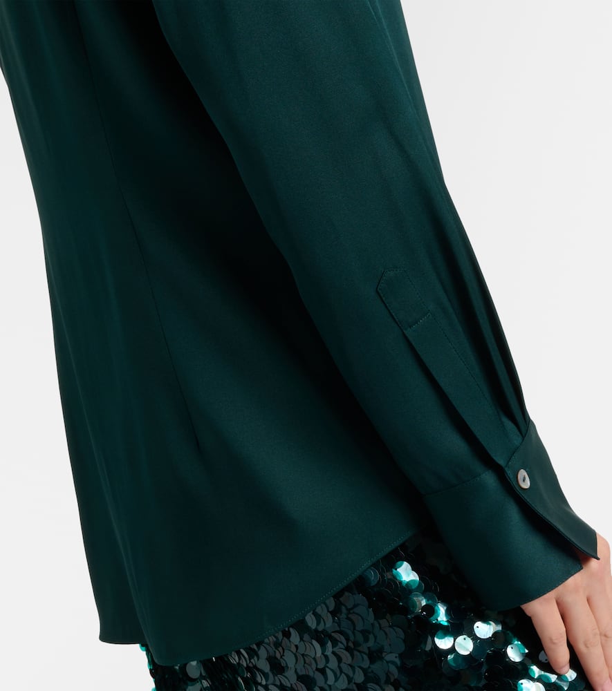 Vince Silk-blend Satin Shirt In Green