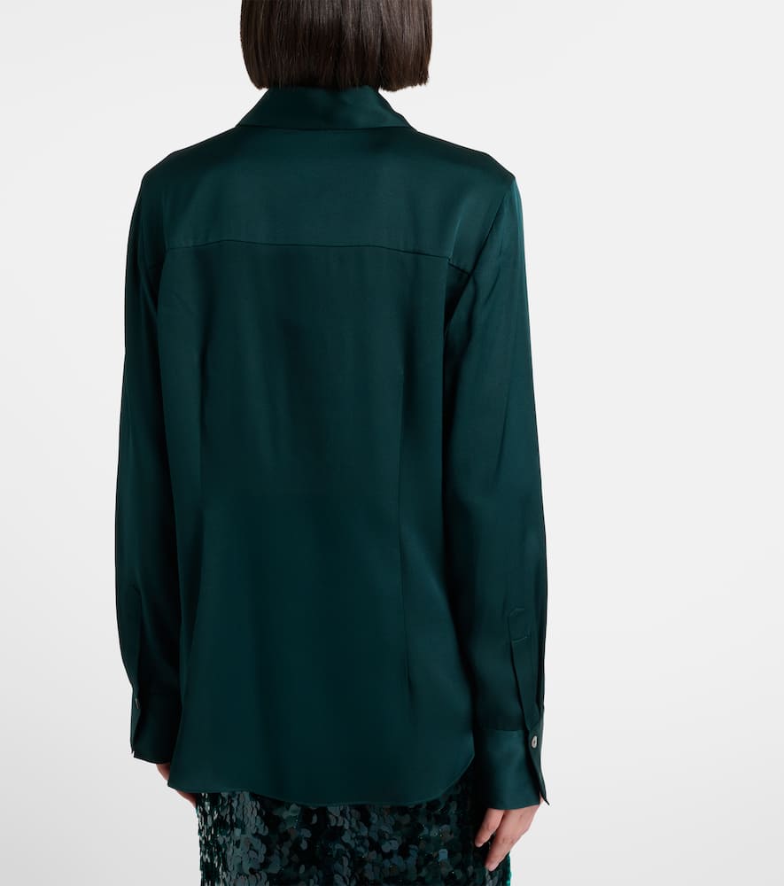 Vince Silk-blend Satin Shirt In Green