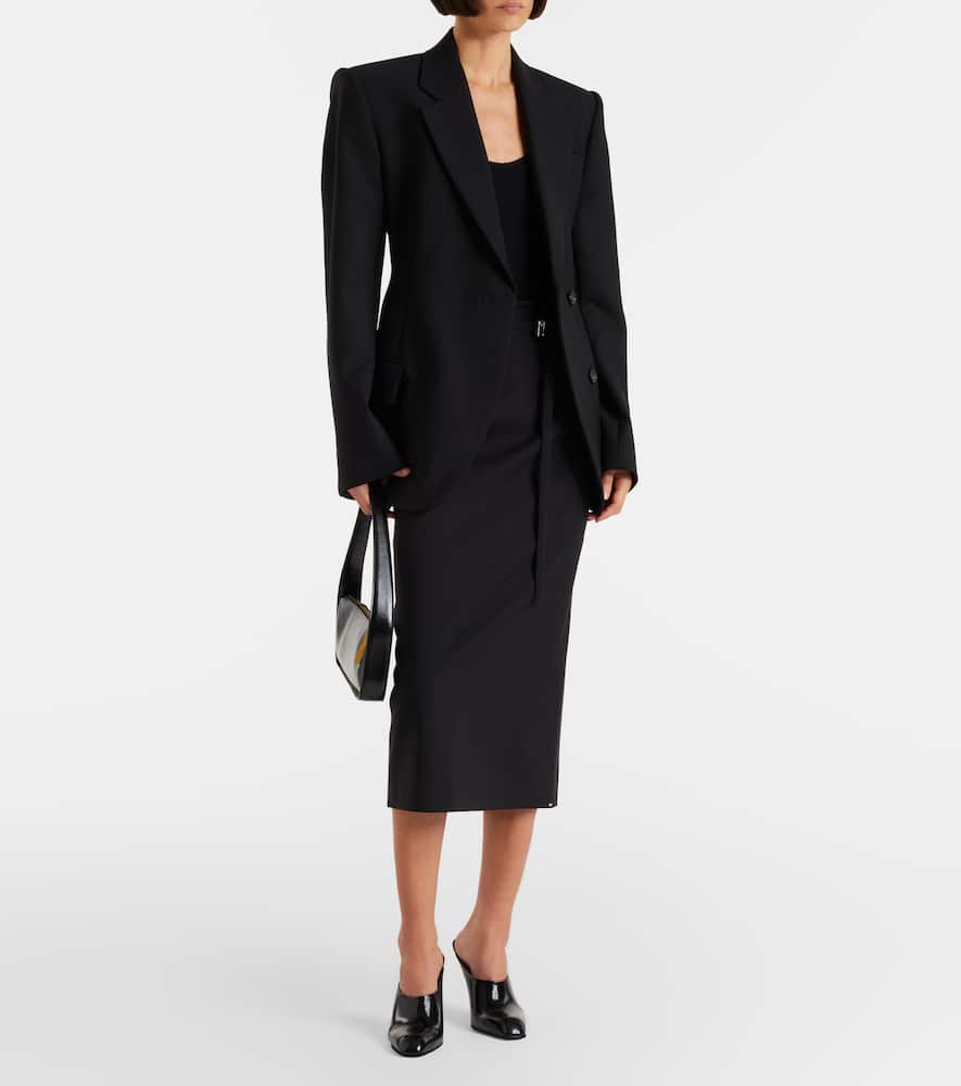 Sportmax High-rise Virgin Wool Midi Skirt In Black