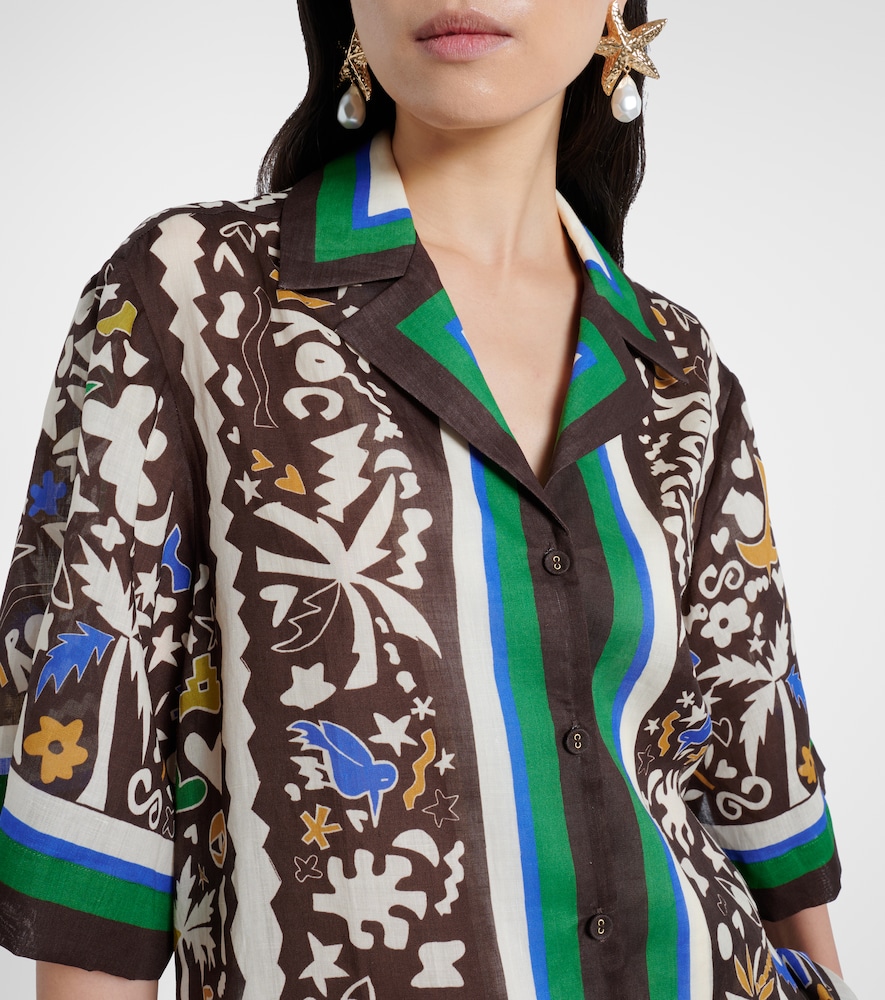 Alémais Maroc Printed Oversized Ramie Shirt