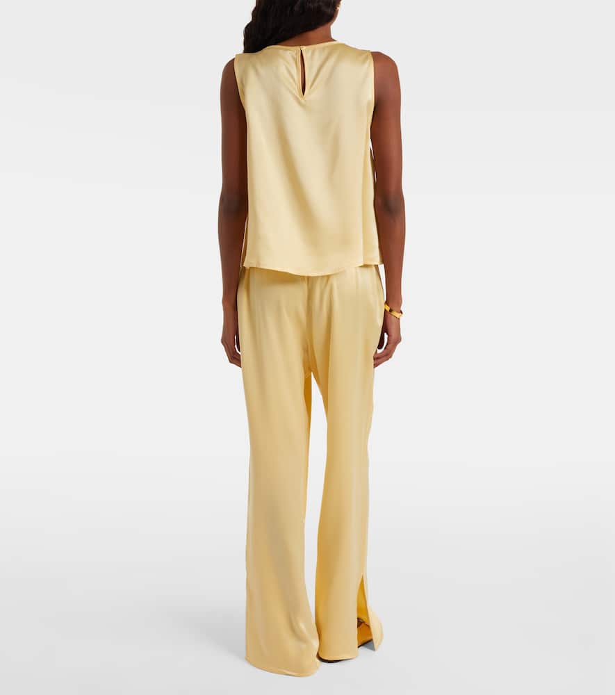 Asceno Loreto Silk Charmeuse Wide-leg Pants In Yellow