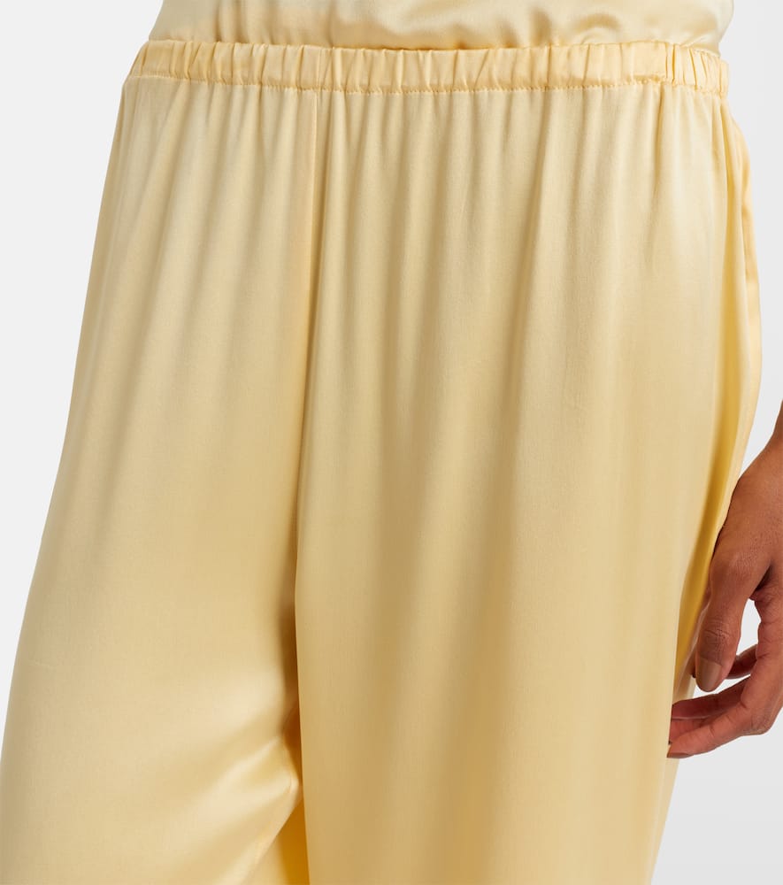 Asceno Loreto Silk Charmeuse Wide-leg Pants In Yellow