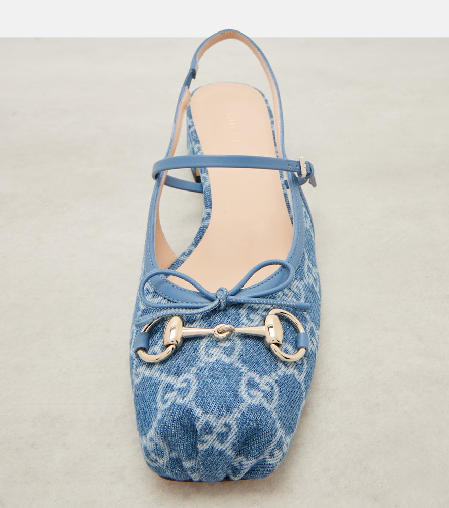  Gucci Gucci Slingback-pumps Gucci Horsebit Gg Aus Denim 