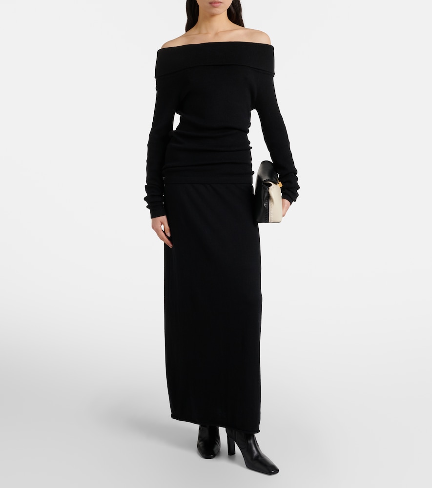 Lisa Yang Off-shoulder cotton and cashmere top