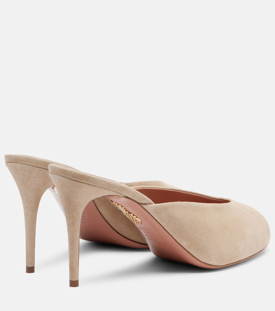 Aquazzura Secret 85 Suede Mules In Nude