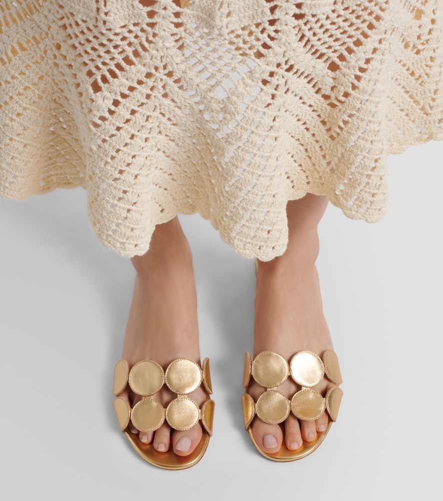 Manolo Blahnik Haribalmuflat metallic leather slides
