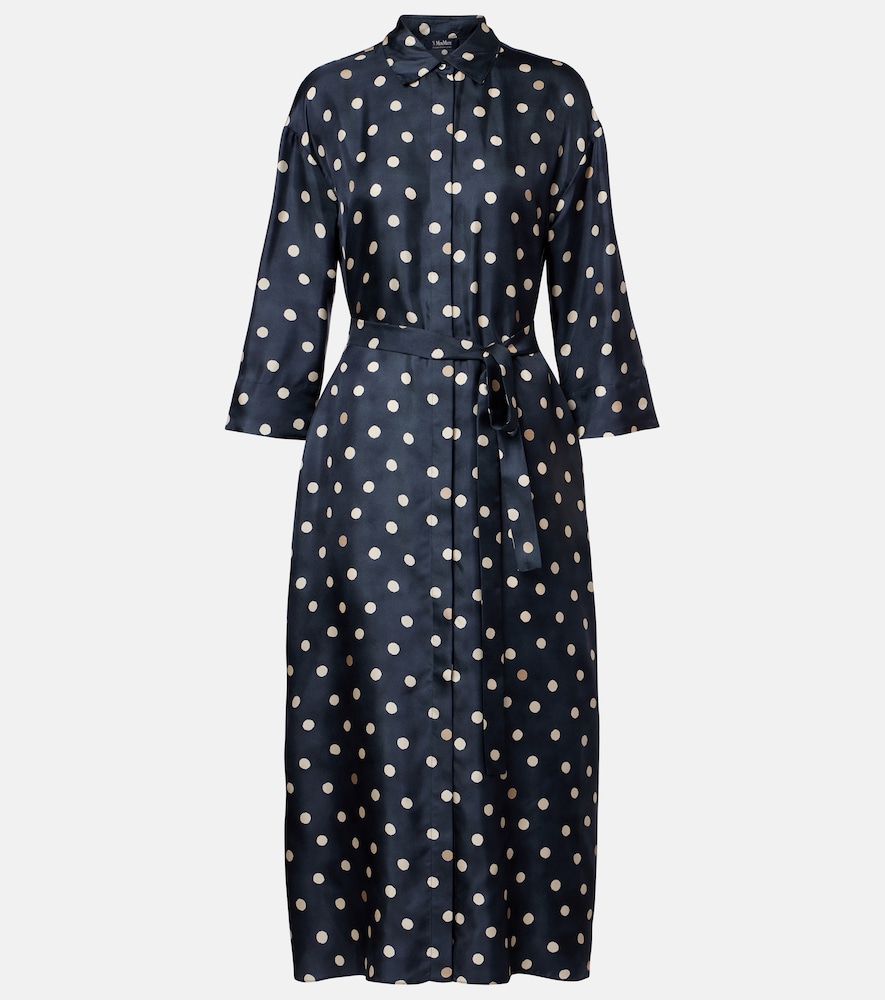 's Max Mara Leva Polka Dot Silk Twill Shirt Dress