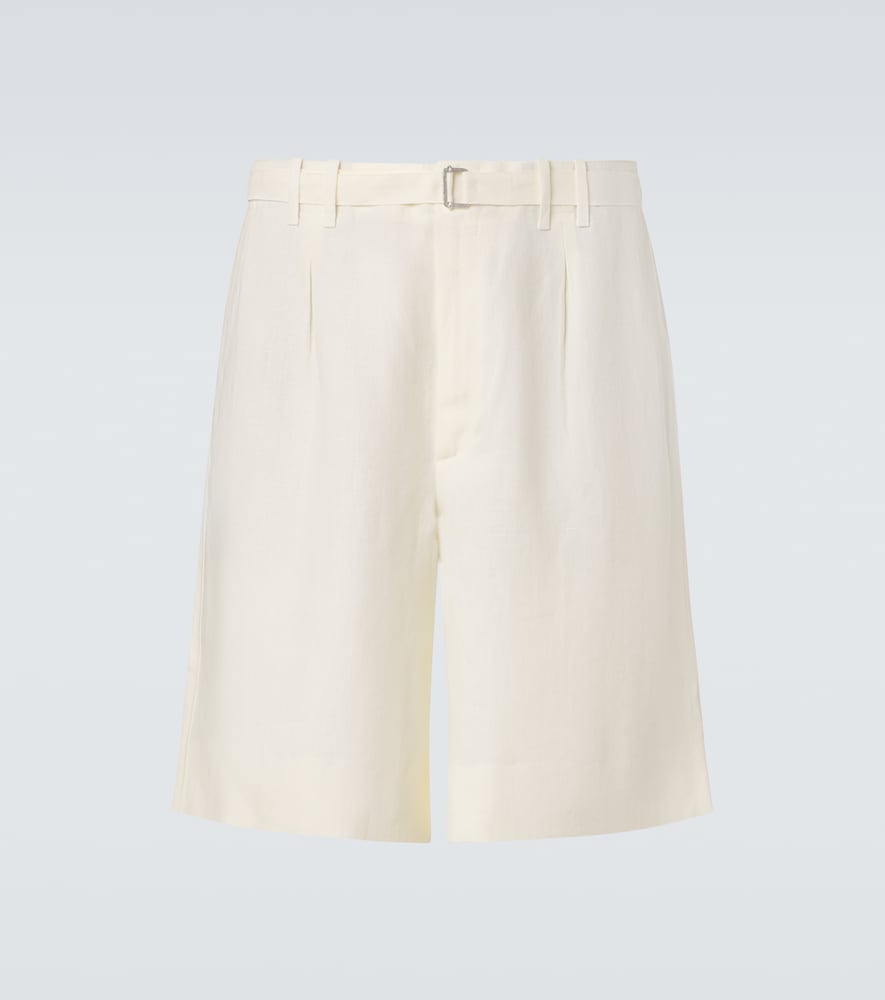 Stòffa Belted Linen Bermuda Shorts In White
