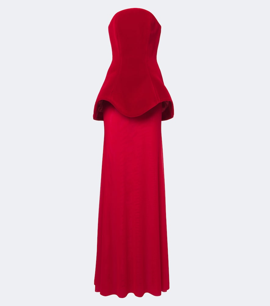 Trägerlose Robe mit Schößchen