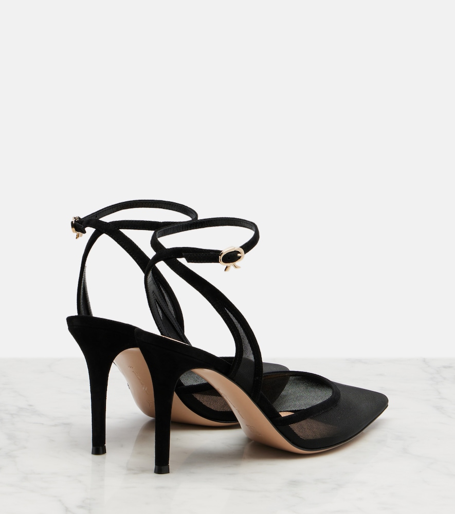 Dorotea Suede-Trimmed Slingback Pumps
