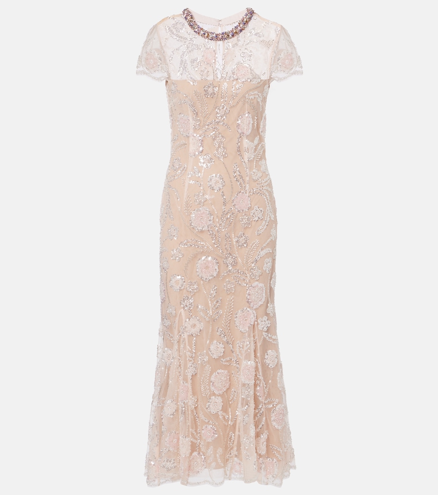 Verziertes Midikleid aus Mesh