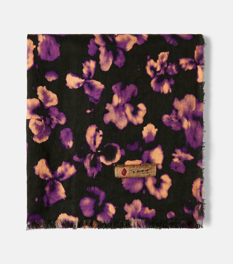 The House Of Lyria Firmamento Floral Linen Throw In Black