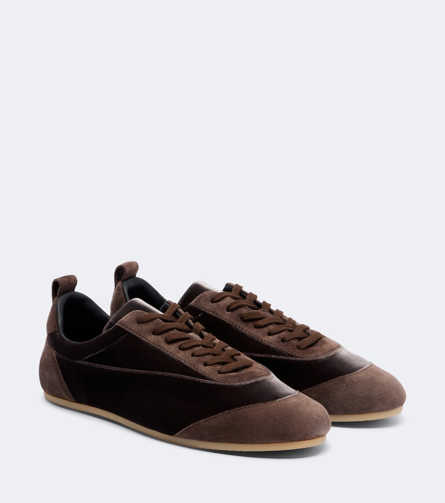 Sneakers Etage aus Samt mit Veloursleder-Besatz