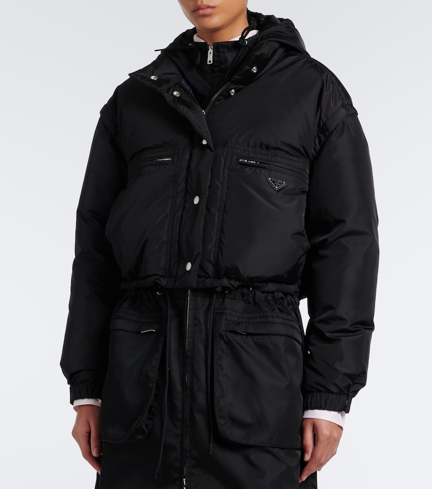 Prada Re-nylon Cropped Down Jacket In Black